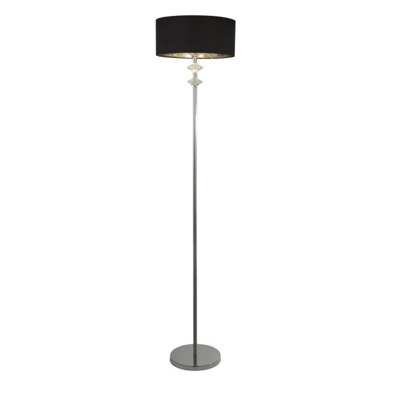 Searchlight-7650CC - Ontario - Black & Polished Chrome Floor Lamp