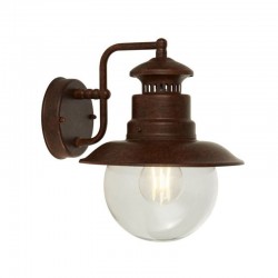 Station - Outdoor Clear Glass & Rustic Brown Wall Lamp Station - Outdoor Clear Glass & Rustic Brown Wall Lamp