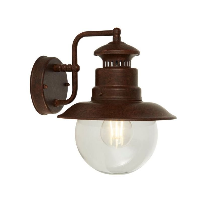 Searchlight-7652RU - Station - Outdoor Clear Glass & Rustic Brown Wall Lamp