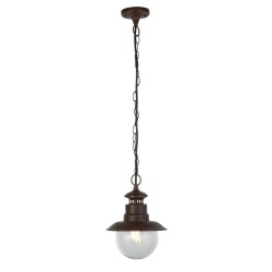 Station - Outdoor Rustic Brown Pendant with Clear Glass