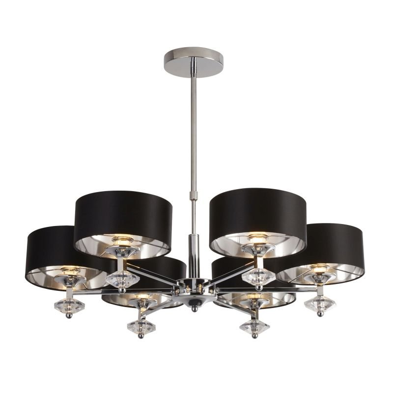 Ceiling Lights - New Orleans - Black & Polished Chrome 6 Light Centre Fitting Searchlight-7656-6CC - New Orleans - Black & Polished Chrome 6 Light Centre Fitting