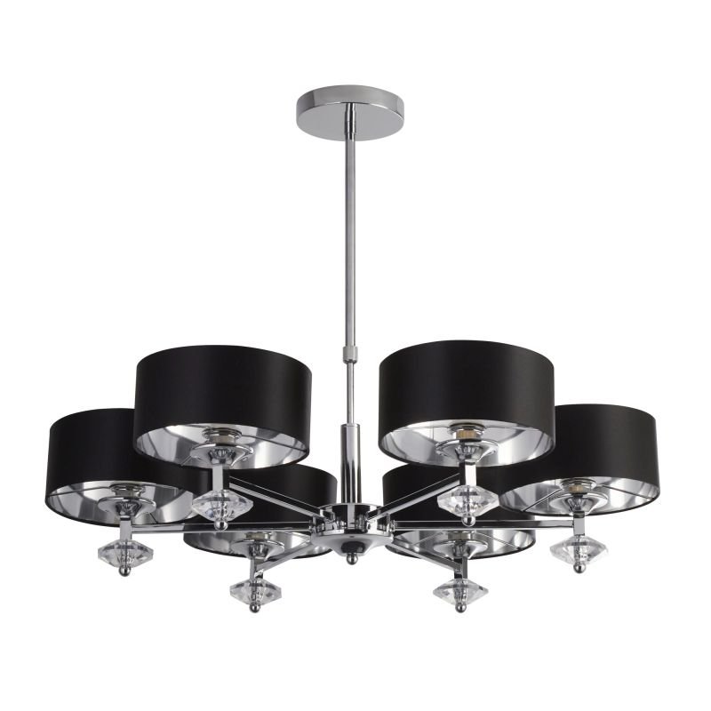 Ceiling Lights - New Orleans - Black & Polished Chrome 6 Light Centre Fitting Searchlight-7656-6CC - New Orleans - Black & Polished Chrome 6 Light Centre Fitting
