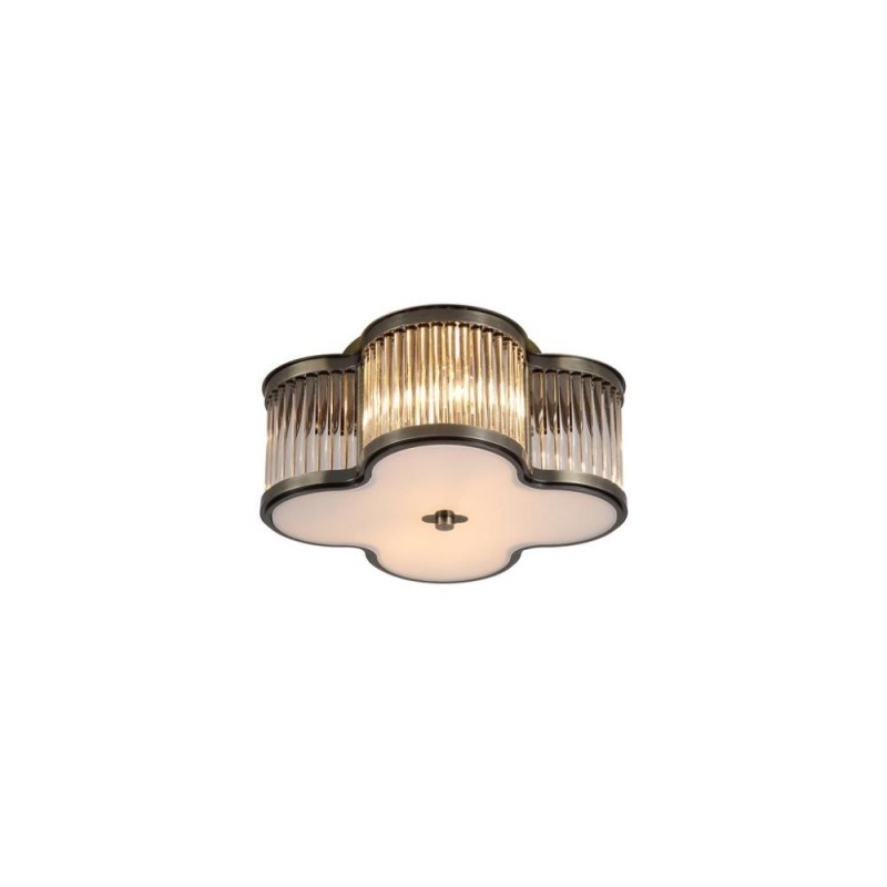 Searchlight-77210-2AB - Lotus - Antique Brass 2 Light Flush with Glass Rods