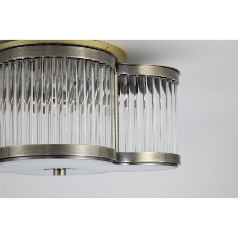 Searchlight-77210-2AB - Lotus - Antique Brass 2 Light Flush with Glass Rods