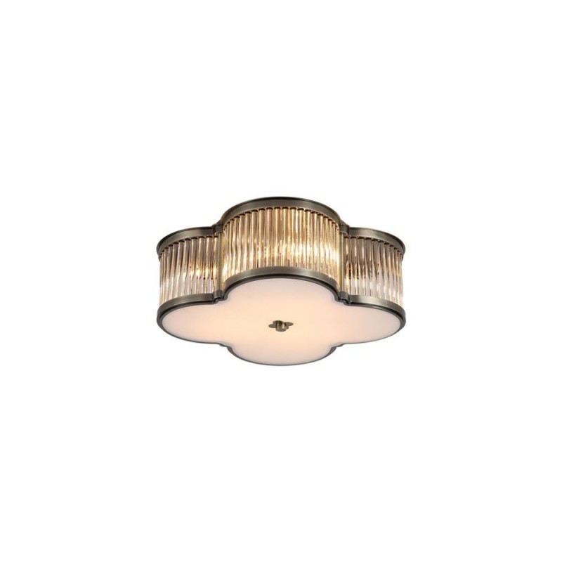 Searchlight-77210-3AB - Lotus - Antique Brass 3 Light Flush with Glass Rods