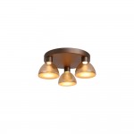 Cannes - Latte 3 Light LED Semi Flush with Amber Glass