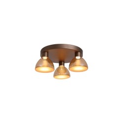 Cannes - Latte 3 Light LED Semi Flush with Amber Glass