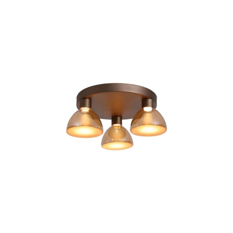 Searchlight-77410-3AM - Cannes - Latte 3 Light LED Semi Flush with Amber Glass