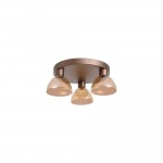 Cannes - Latte 3 Light LED Semi Flush with Amber Glass