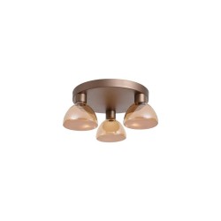 Cannes - Latte 3 Light LED Semi Flush with Amber Glass