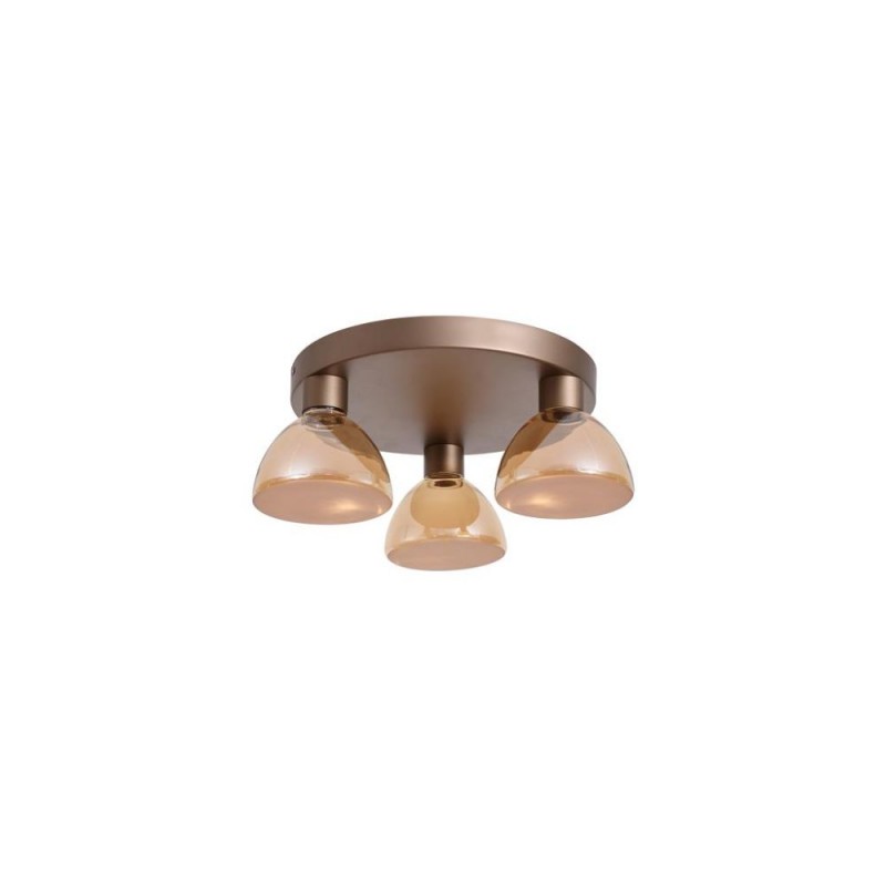 Searchlight-77410-3AM - Cannes - Latte 3 Light LED Semi Flush with Amber Glass