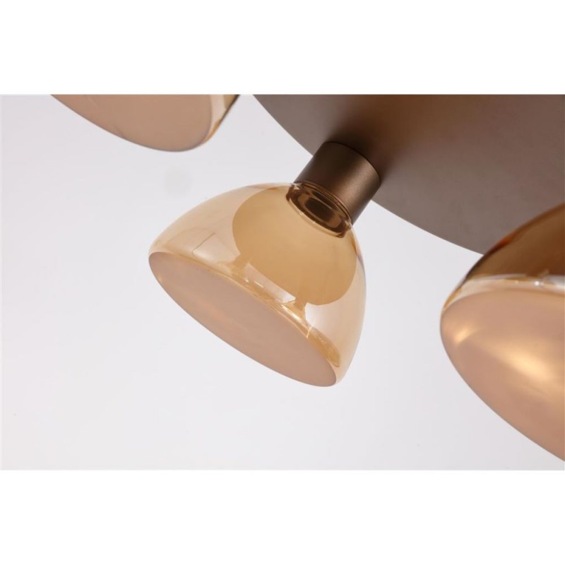 Searchlight-77410-3AM - Cannes - Latte 3 Light LED Semi Flush with Amber Glass