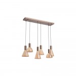 Cannes - Latte 6 Light LED over Island Fitting with Amber Glass