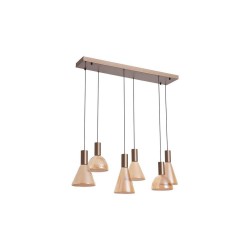 Cannes - Latte 6 Light LED over Island Fitting with Amber Glass