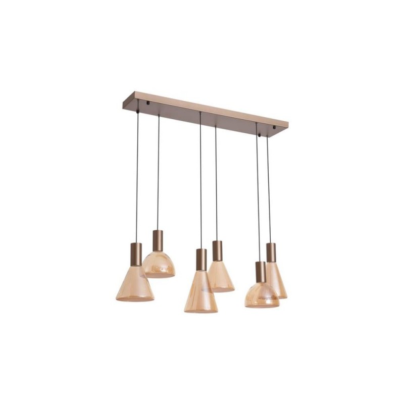 Searchlight-77410-6AM - Cannes - Latte 6 Light LED over Island Fitting with Amber Glass