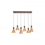 Cannes - Latte 6 Light LED over Island Fitting with Amber Glass