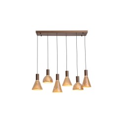 Cannes - Latte 6 Light LED over Island Fitting with Amber Glass