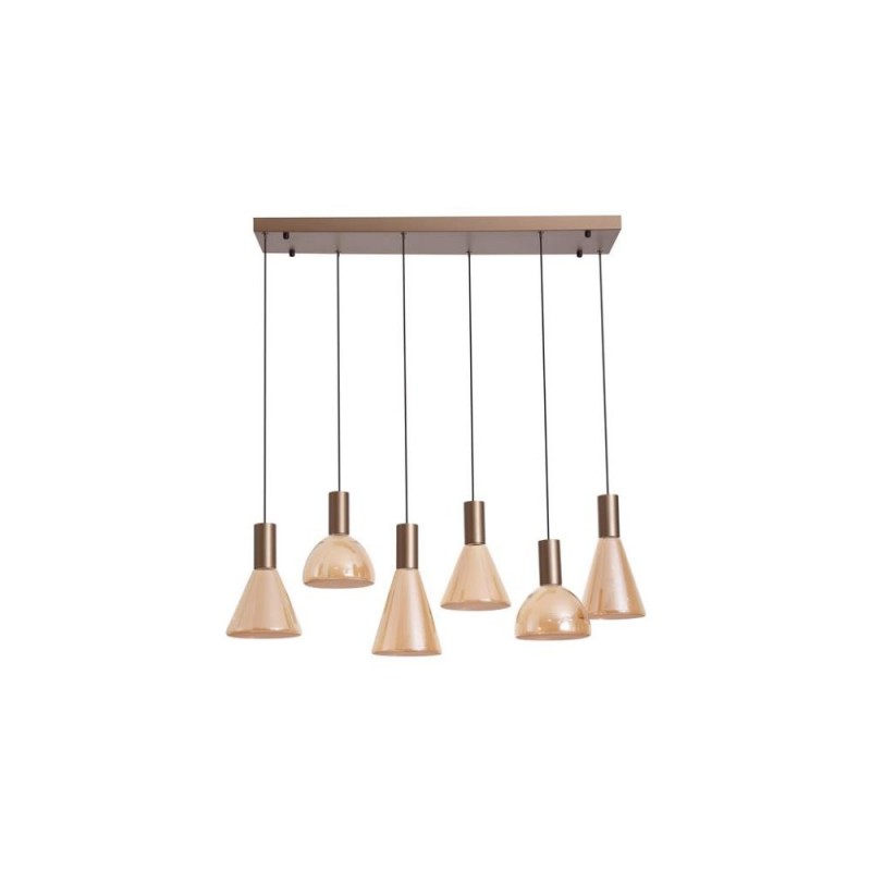 Searchlight-77410-6AM - Cannes - Latte 6 Light LED over Island Fitting with Amber Glass