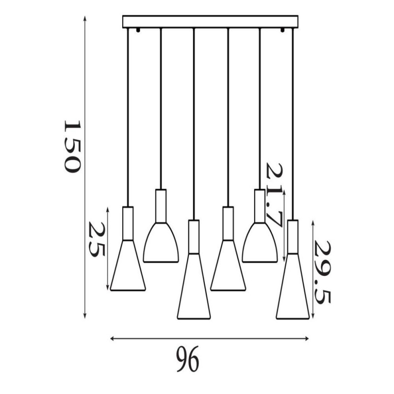 Searchlight-77410-6AM - Cannes - Latte 6 Light LED over Island Fitting with Amber Glass