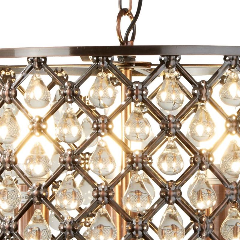 Searchlight-7813-3CU - Marquise - Rustic Antique Copper 3 Light Pendant with Glass Tear Drop