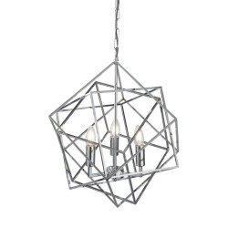 Cube - Polished Chrome 3 Light Cage Pendant