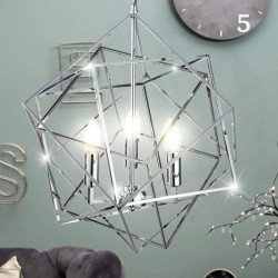Cube - Polished Chrome 3 Light Cage Pendant
