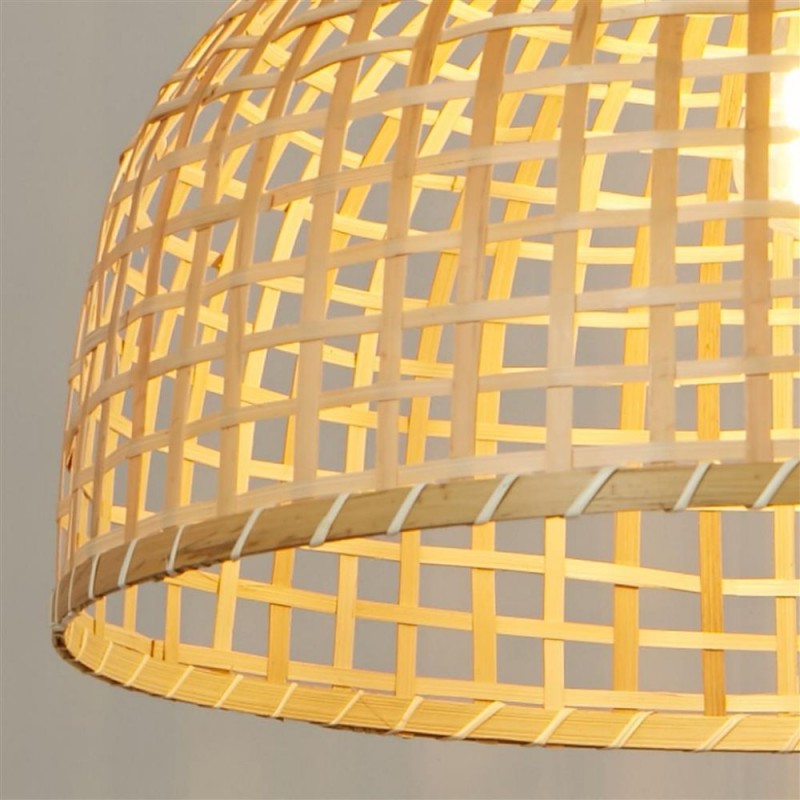 Searchlight-7867CW - Bali - White Pendant with Natural Bamboo Shade