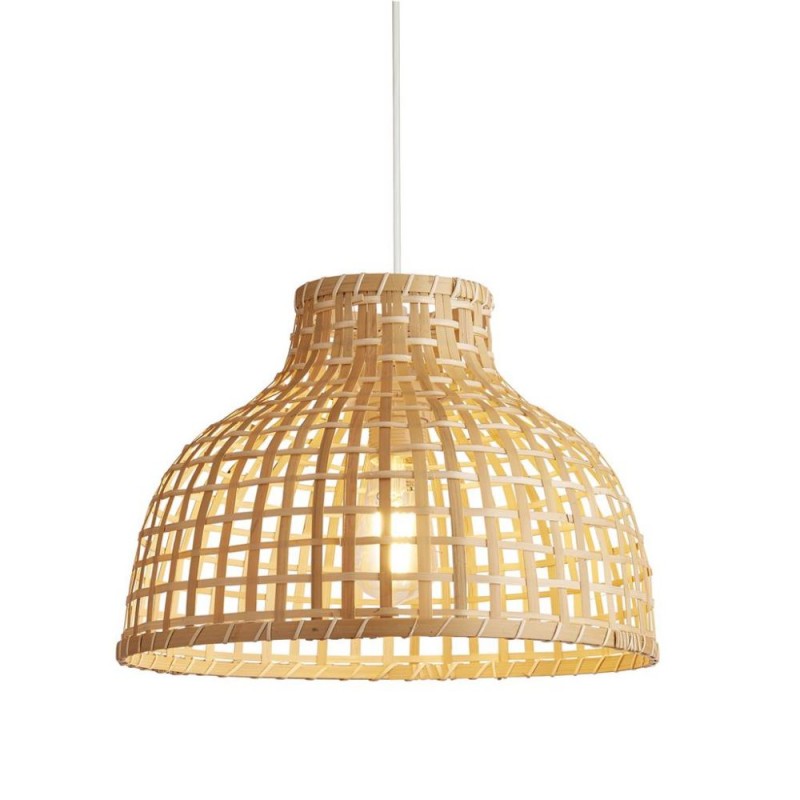 Searchlight-7868CW - Bali - White Pendant with Natural Bamboo Shade