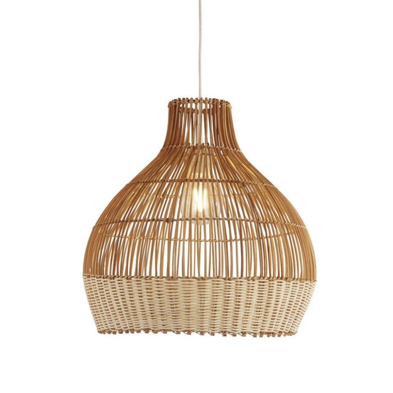 Searchlight-7869CW - Bali - White Pendant Natural Rattan Shade