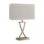 Club - Cream Fabric & Antique Brass Rectangle Table Lamp