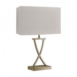 Club - Cream Fabric & Antique Brass Rectangle Table Lamp Club - Cream Fabric & Antique Brass Rectangle Table Lamp