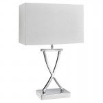 Club - White Fabric & Chrome Rectangle Table Lamp Club - White Fabric & Chrome Rectangle Table Lamp