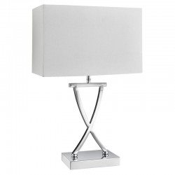 Club - White Fabric & Chrome Rectangle Table Lamp Club - White Fabric & Chrome Rectangle Table Lamp