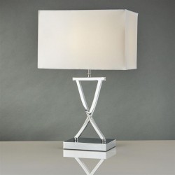 Club - White Fabric & Chrome Rectangle Table Lamp Club - White Fabric & Chrome Rectangle Table Lamp