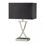 Club - Satin Silver Rectangle Table Lamp with Black Shade