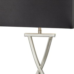Club - Satin Silver Rectangle Table Lamp with Black Shade