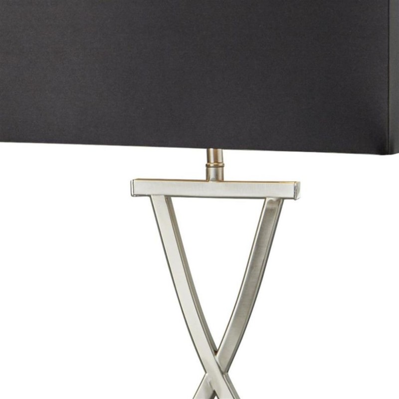 Searchlight-7923SS - Club - Satin Silver Rectangle Table Lamp with Black Shade