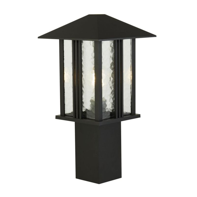 Searchlight-7925-450 - Venice - Outdoor Clear Water Glass & Black Lantern Post