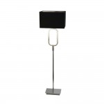 Aura - Chrome LED Floor Lamp with Crystal and Black Shade