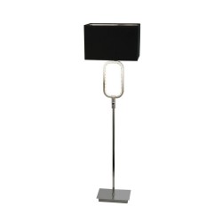 Aura - Chrome LED Floor Lamp with Crystal and Black Shade