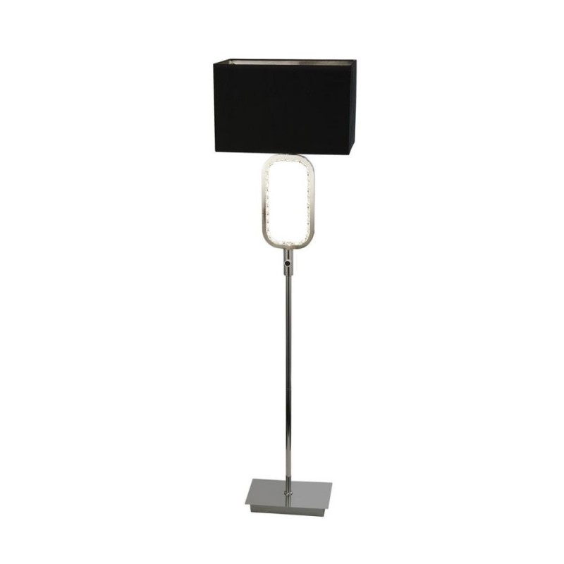 Searchlight-7959CC - Aura - Chrome LED Floor Lamp with Crystal and Black Shade