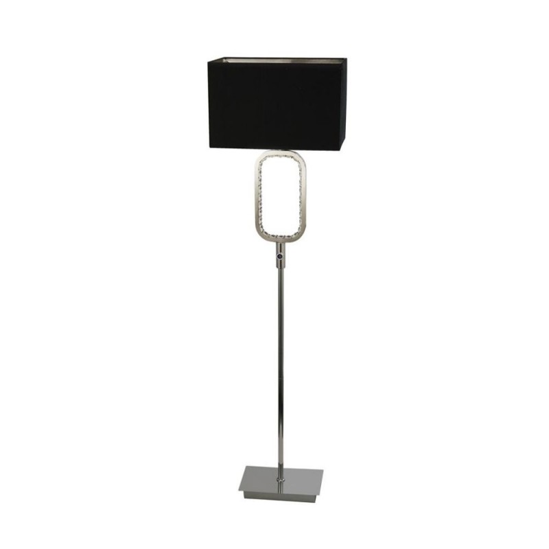Searchlight-7959CC - Aura - Chrome LED Floor Lamp with Crystal and Black Shade