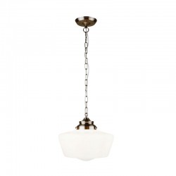 School House - Antique Brass Pendant with White Opal Glass School House - Antique Brass Pendant with White Opal Glass