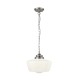 Searchlight-8071-1SS - School House - Satin Silver Pendant with White Opal Glass