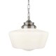Searchlight-8071-1SS - School House - Satin Silver Pendant with White Opal Glass