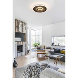 Lumadisc - Matt Black LED Flush with Grey Leatherette Reflector