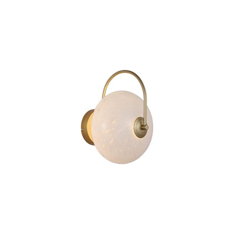 Searchlight-80821-1GO - Confetti - Matt Gold LED Wall Lamp with White Confetti Glass