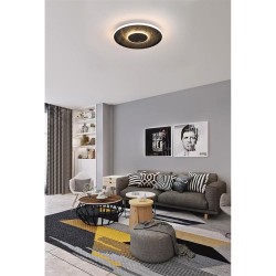 Lumadisc - Matt Black LED Flush with Grey Leatherette Reflector