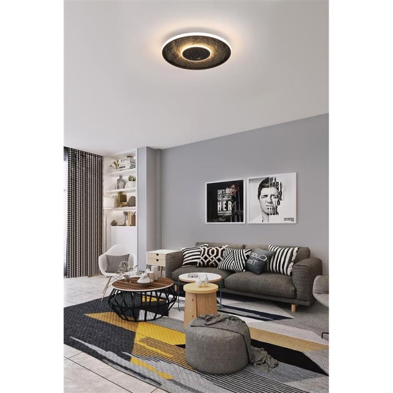Searchlight-80880-46BK - Lumadisc - Matt Black LED Flush with Grey Leatherette Reflector