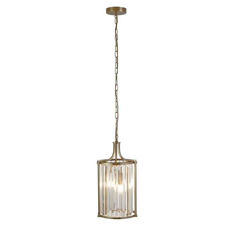Searchlight-8092-2AB - Victoria - Antique Brass 2 Light Pendant with Crystal